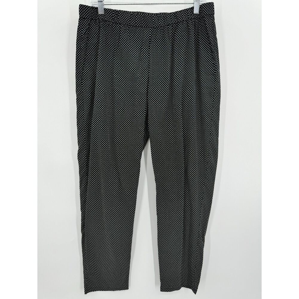 EILEEN FISHER Black Pattern Organic Cotton Lightweight Pull On Pants Size M